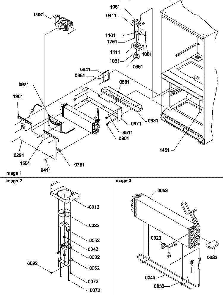 EVAP & FZ CONTROL ASSY Diagram and Parts List for BR22TE P1196709W E Amana Refrigerator