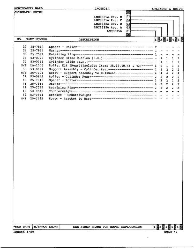 Gas Dryer Cylinder/drive Assembly Page 3 Diagram and Parts List for 8835A  Norge Dryer