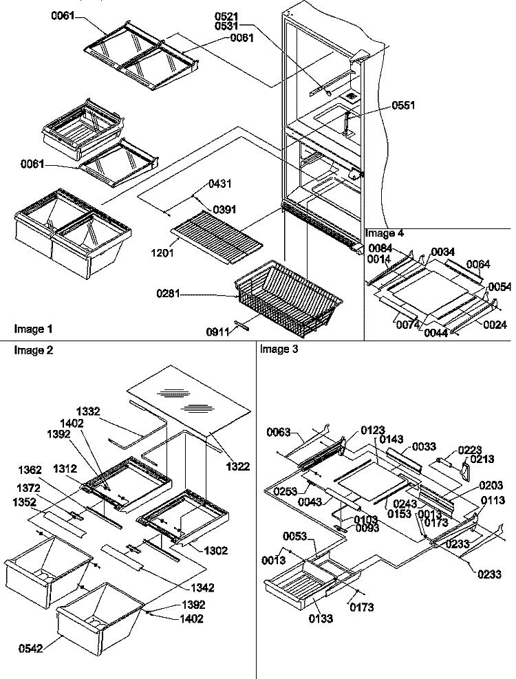SHELVING ASSEMBLIES Diagram and Parts List for BX21TE P1196513W E Amana Refrigerator
