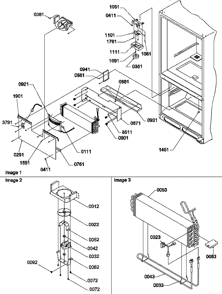 EVAP & FZ CONTROL Diagram and Parts List for BCI20TW P1309701W W Amana Refrigerator