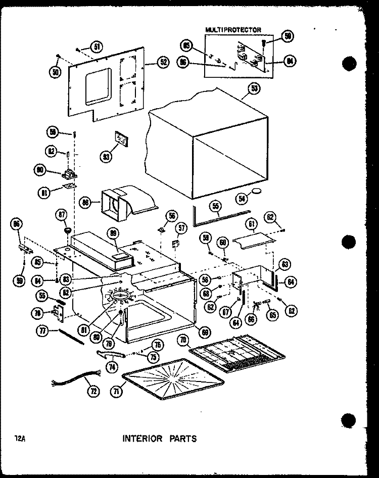 INTERIOR PARTS Diagram and Parts List for R-2 P7130602M Amana Microwave