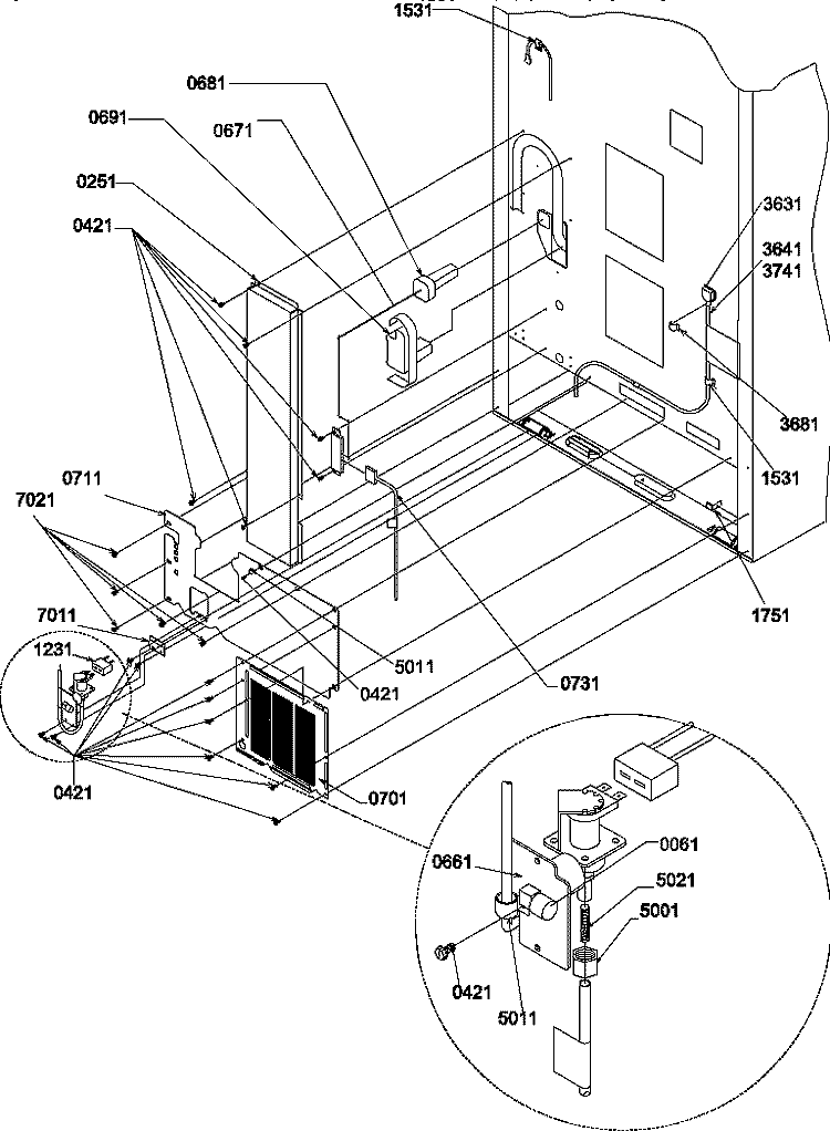 CABINET BACK Diagram and Parts List for BCI20TW P1309701W W Amana Refrigerator