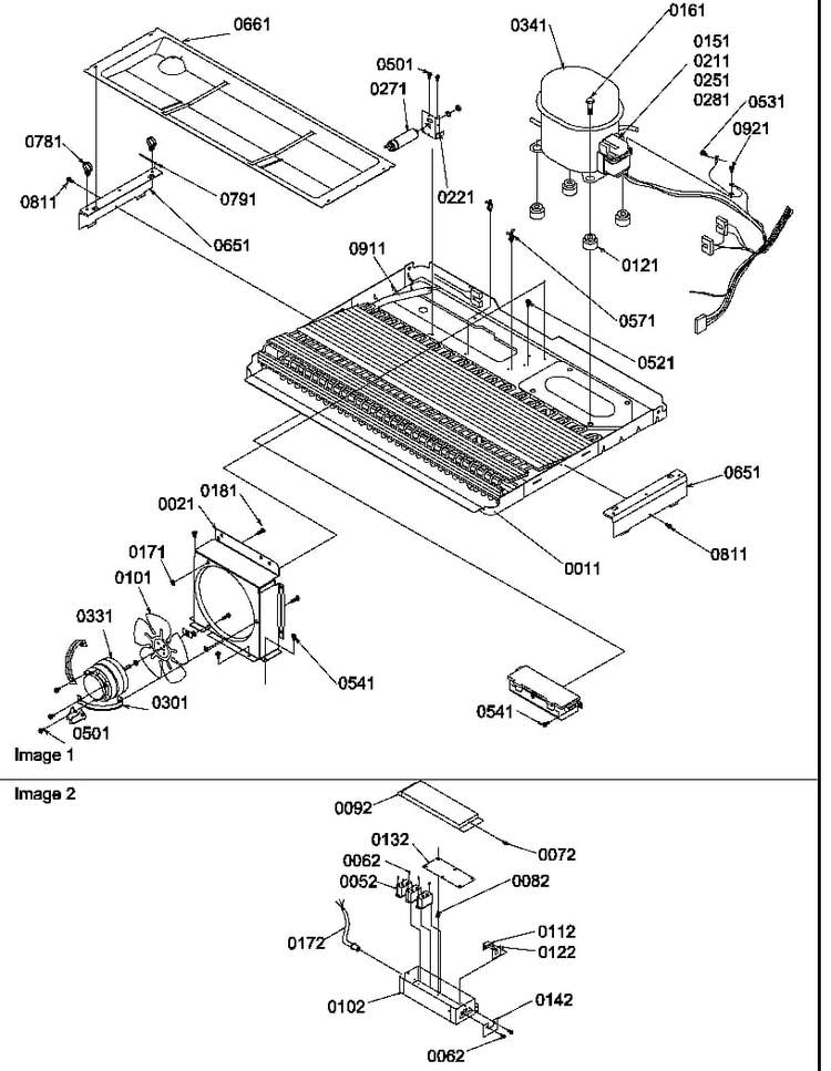 Machine Compartment Diagram and Parts List for SRDE327S3E-P1307106WE  Amana Refrigerator