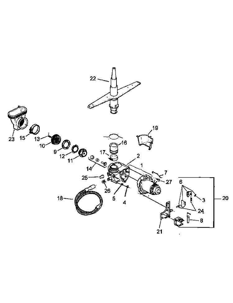 MOTOR & PUMP ASSY Diagram and Parts List for CDU220DB P1309606W Amana Dishwasher