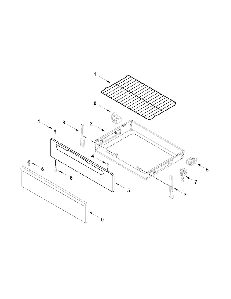 Drawer And Rack Parts Diagram and Parts List for MER7685BB0  Maytag Range