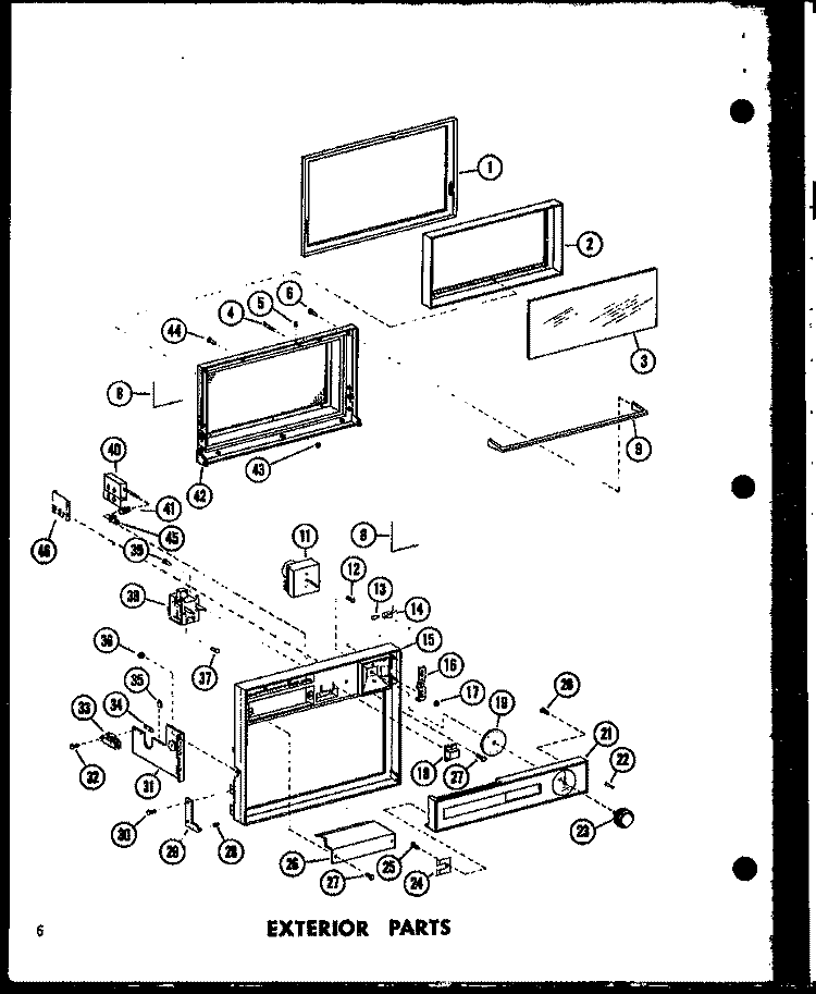 EXTERIOR PARTS Diagram and Parts List for R-3 P7130603M Amana Microwave
