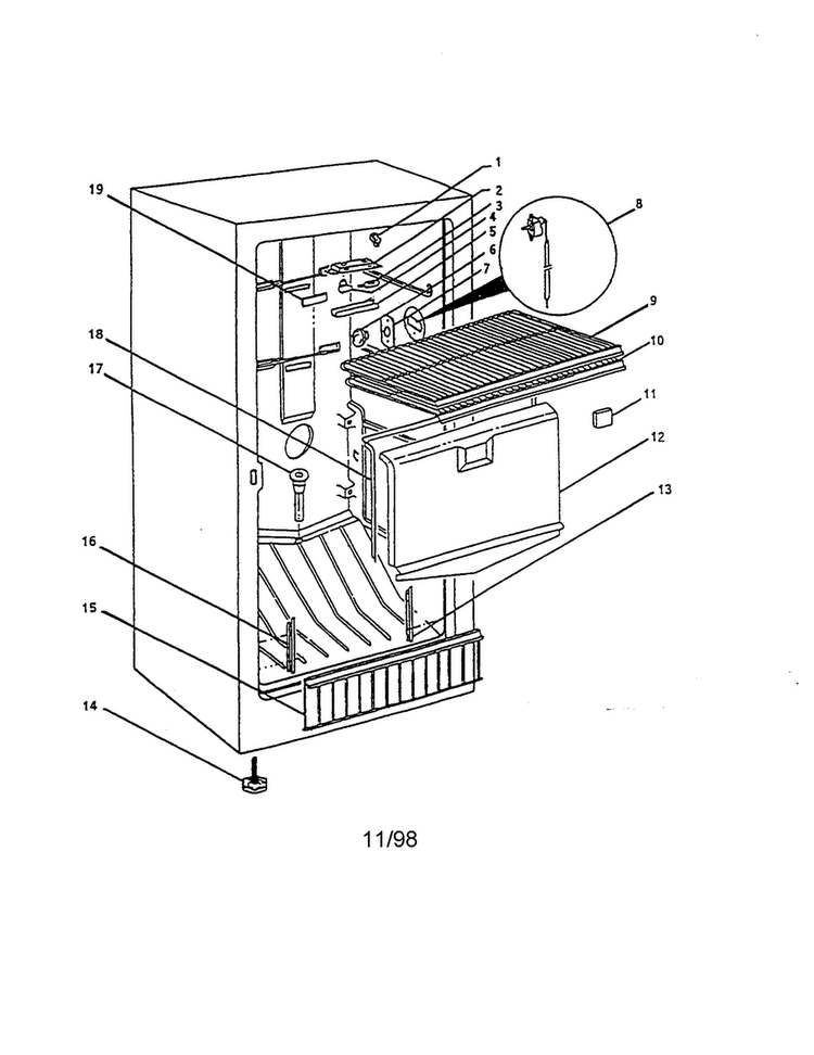 Cabinet Assembly Diagram and Parts List for AUF200KW-P1317707W  Amana Freezer