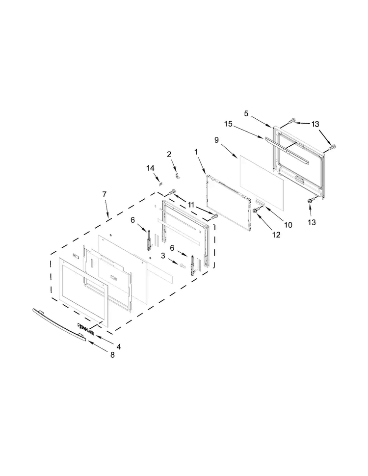 Oven Door Parts Diagram and Parts List for JJW3430DS00  Jenn-Air Wall Oven