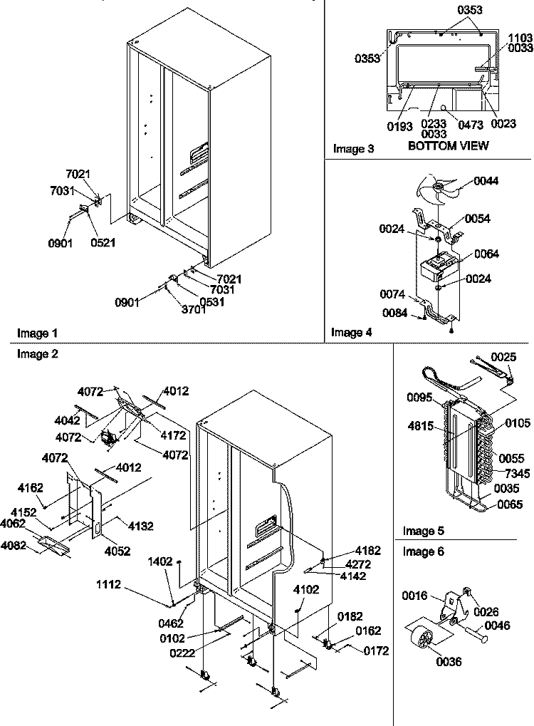 DRAIN SYSTEM, ROLLERS, AND EVAP ASSY Diagram and Parts List for SB520TW P1308601W W Amana Refrigerator