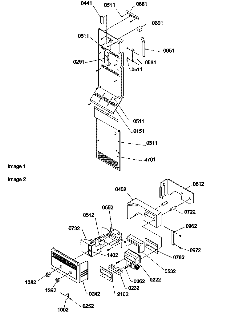 CONTROL ASSY Diagram and Parts List for SB520TW P1308601W W Amana Refrigerator