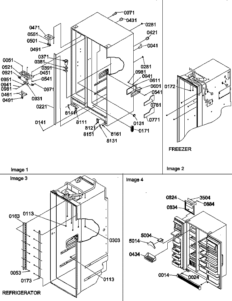 CABINET PARTS AND TOE GRILLE Diagram and Parts List for SRD520TE P1308801W E Amana Refrigerator