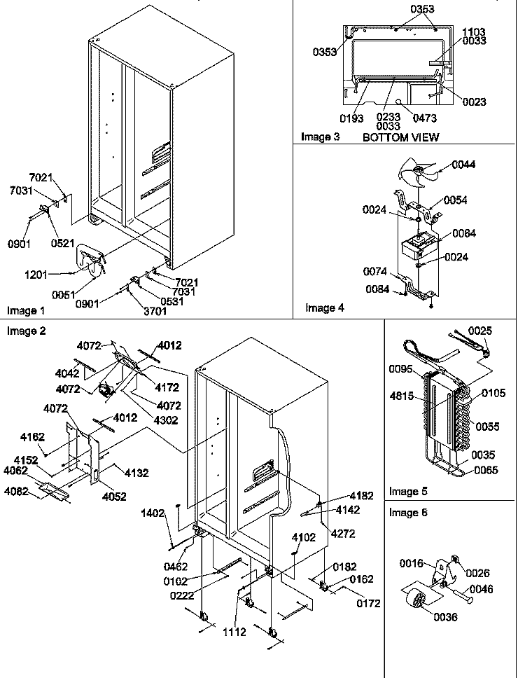 ROLLERS, HINGES, AND EVAP ASSEMBLIES Diagram and Parts List for SRD520TE P1308801W E Amana Refrigerator