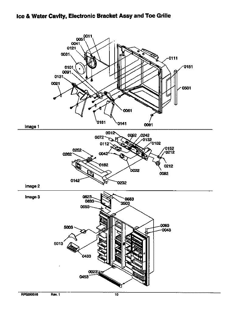 ICE & WATER CAV / ELEC ASSY & TOE GRILLE Diagram and Parts List for SRD526SL P1184802W L Amana Refrigerator