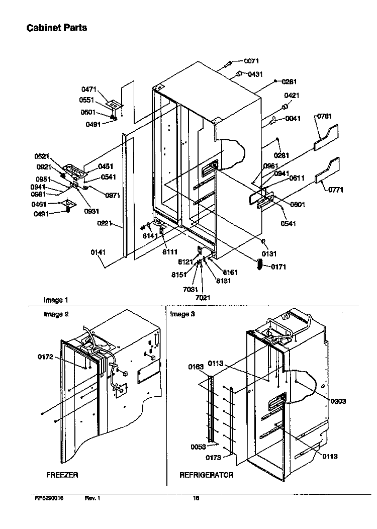 CABINET PARTS Diagram and Parts List for SRD526SL P1184802W L Amana Refrigerator