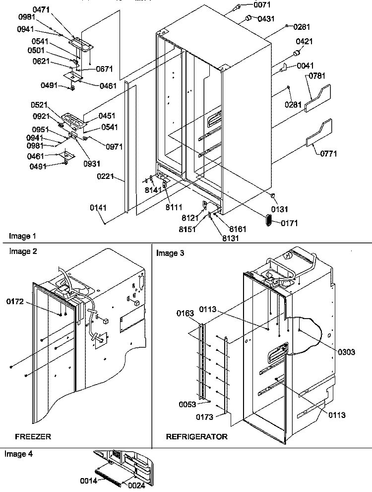 CABINET PARTS AND TOE GRILLE Diagram and Parts List for SX322S2L P1307302W Amana Refrigerator