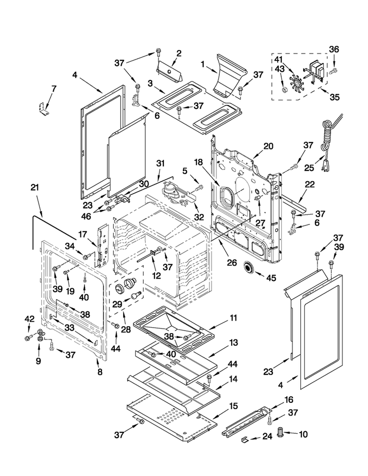 Chassis Parts Diagram and Parts List for AGR6011VDS3  Amana Range
