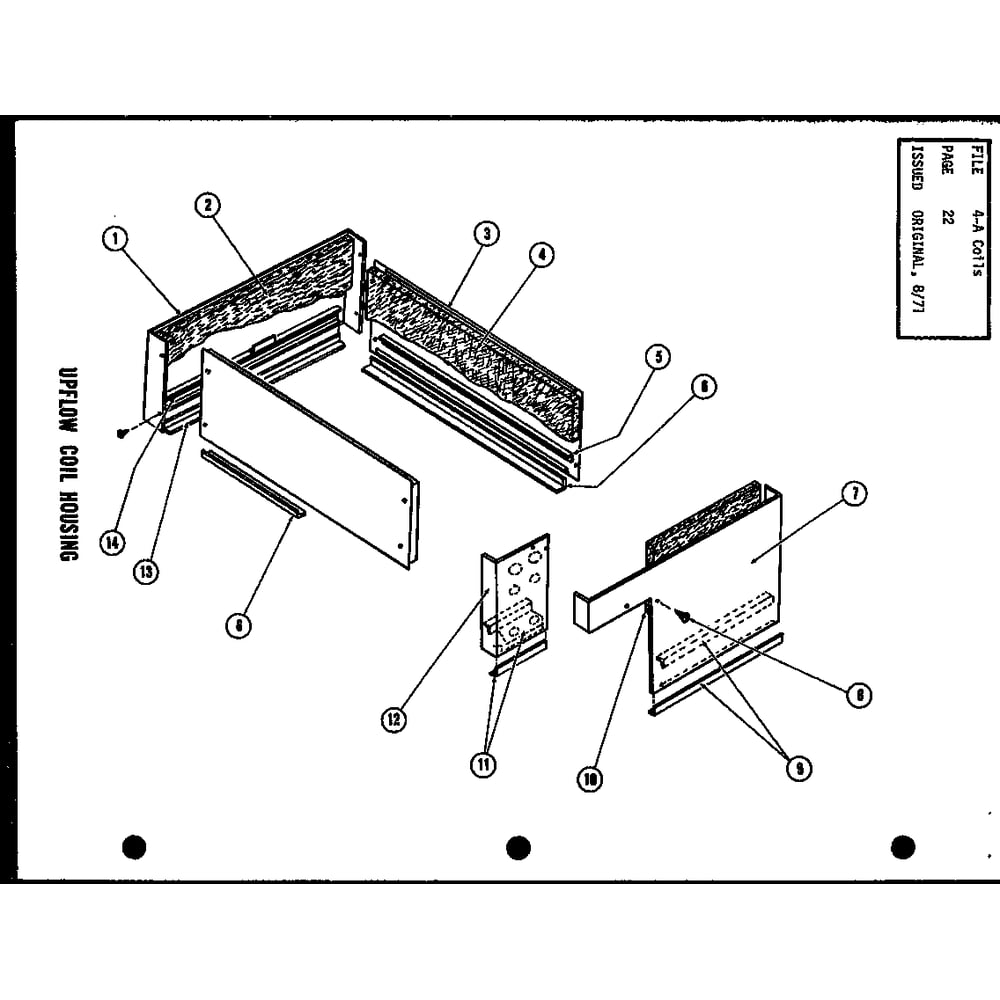 Upflow Coil Housing Diagram and Parts List for EA29X P58197-5C Amana Air Conditioner