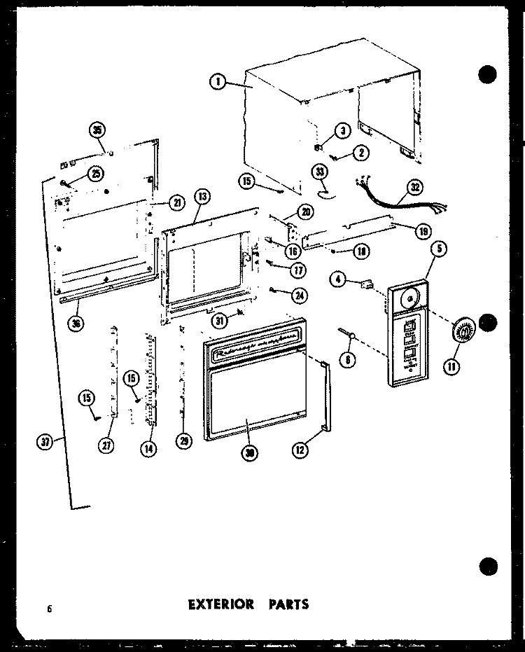 EXTERIOR PARTS Diagram and Parts List for MR-3 P7231801M Amana Microwave