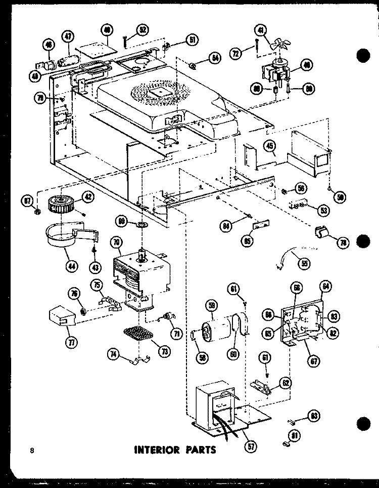 INTERIOR PARTS Diagram and Parts List for MR-3 P7231801M Amana Microwave