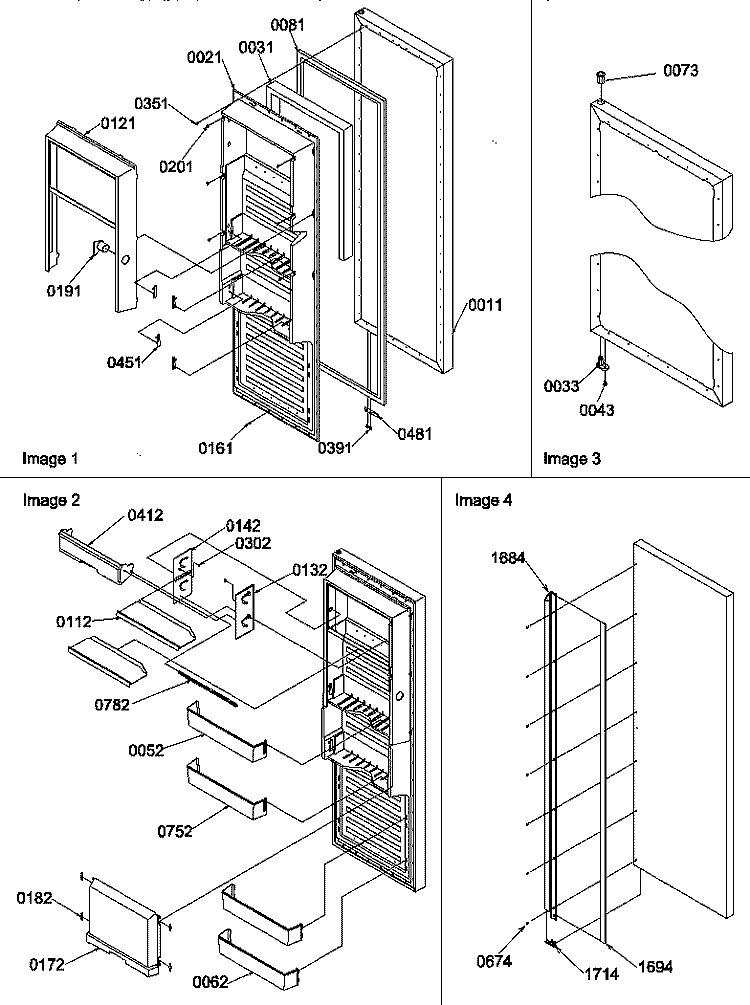 REF DOOR Diagram and Parts List for SRD522SW P1184707W W Amana Refrigerator