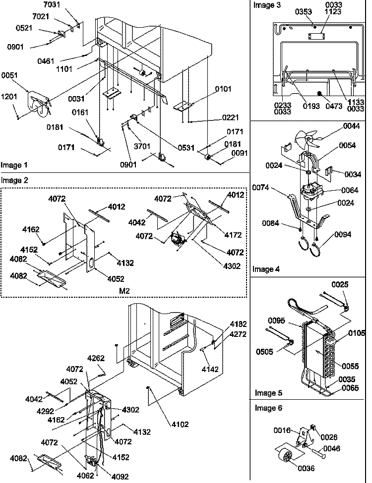 DRAIN SYSTEMS, ROLLERS, AND EVAP ASSY Diagram and Parts List for SRD522SW P1184707W W Amana Refrigerator