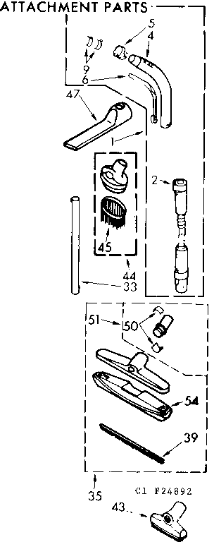 Attachment Parts Diagram and Parts List for 11624892  Kenmore Canister Vacuum