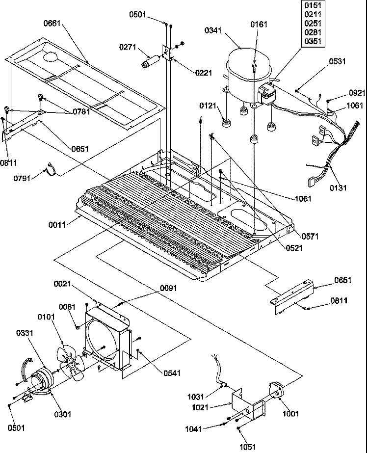 MACHINE COMPARTMENT Diagram and Parts List for SRD522SW P1184707W W Amana Refrigerator