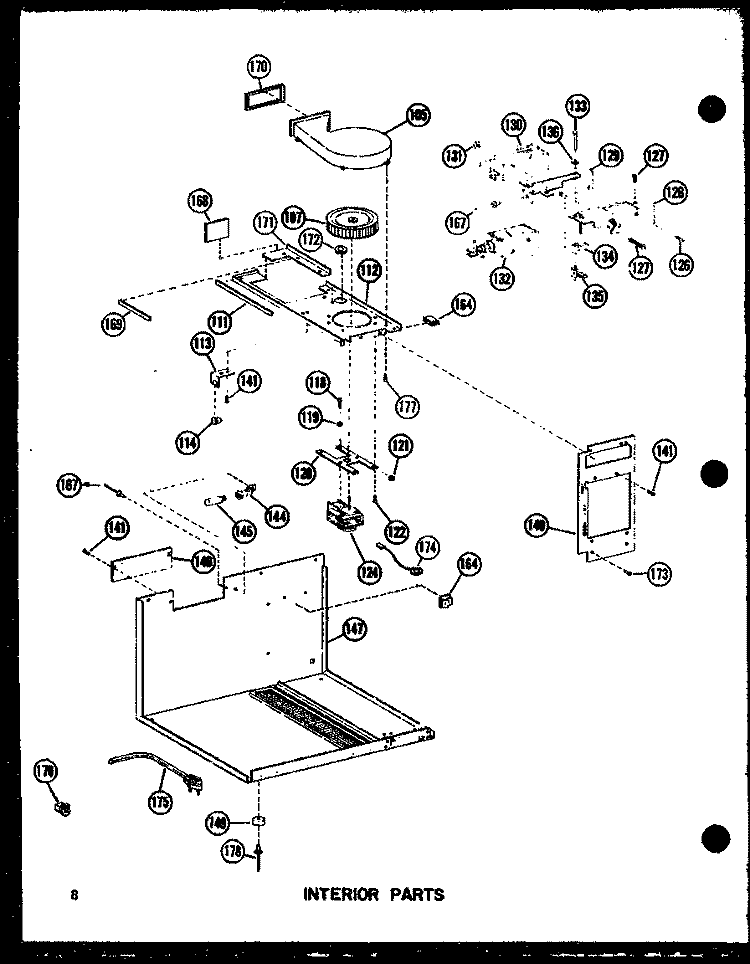 INTERIOR PARTS Diagram and Parts List for RR P7211006M Amana Microwave