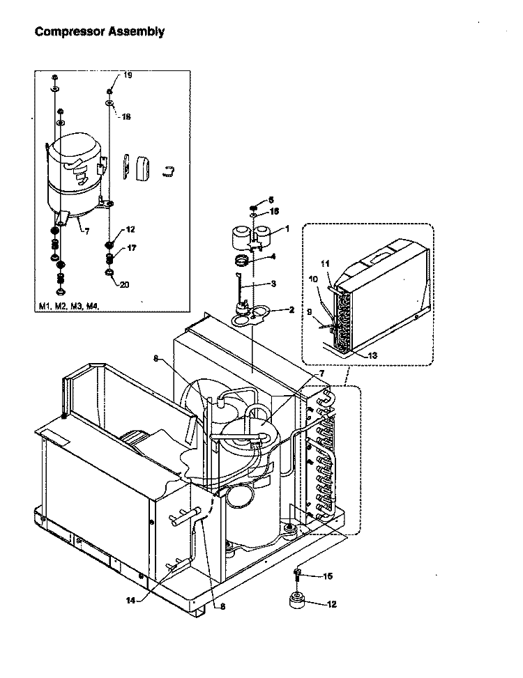 COMPRESSOR ASSY Diagram and Parts List for 18C3Y P1203205R Amana Air Conditioner