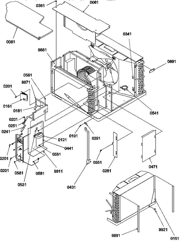 CHASSIS Diagram and Parts List for 14C2MY P1203201R Amana Air Conditioner