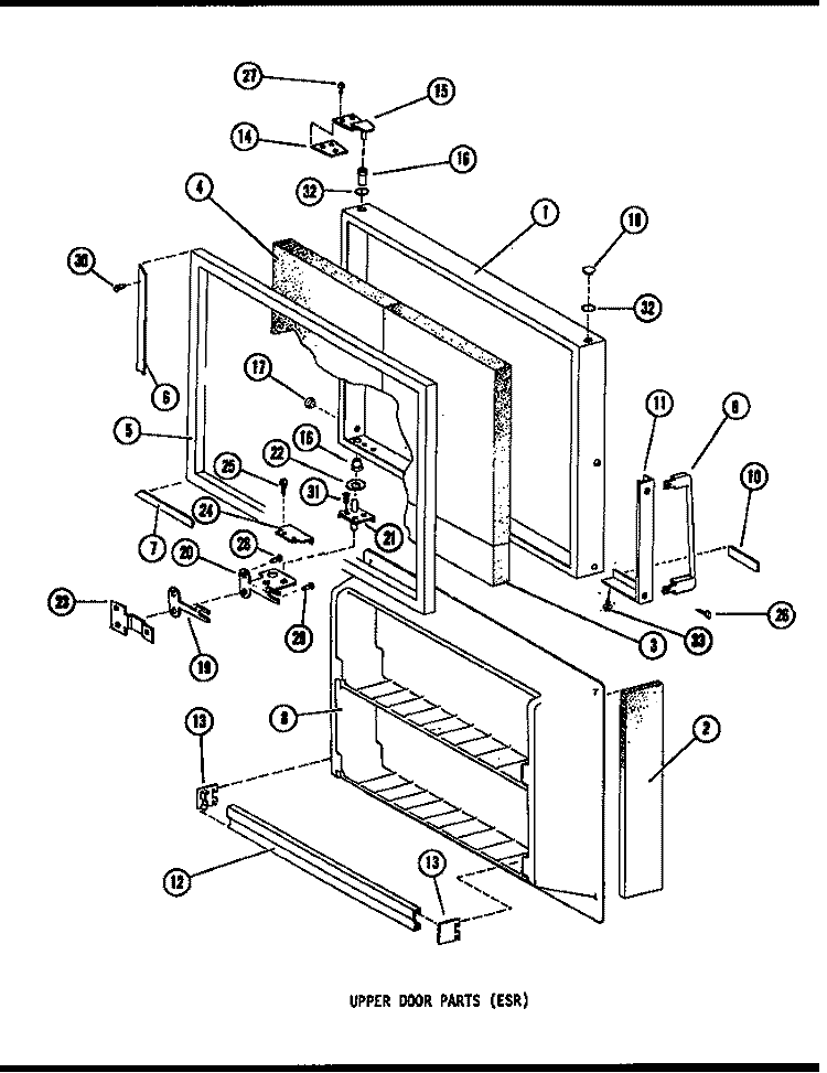 UPPER DOOR PARTS Diagram and Parts List for ESR14E P7395328W Maytag Refrigerator