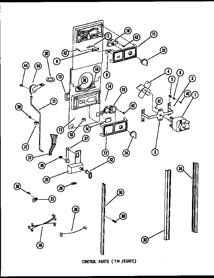 CONTROL PARTS Diagram and Parts List for TM14F P7565802W Amana Refrigerator