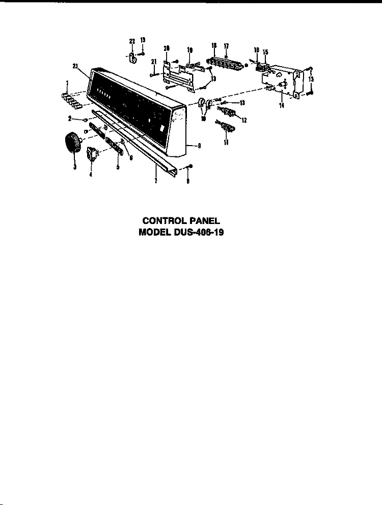 COUNTER PANEL Diagram and Parts List for DUS-406-19 DUS-406-1 9 Caloric Dishwasher