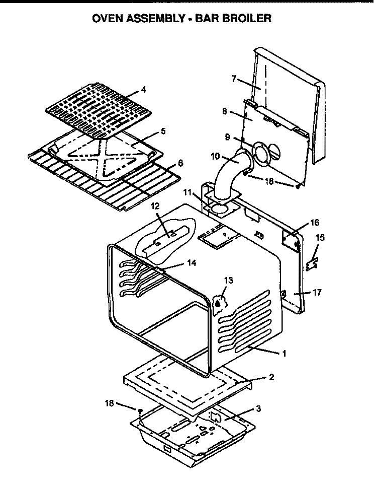 OVEN ASSY - BAR BROILER Diagram and Parts List for RSF320OUW P1141271N Amana Range