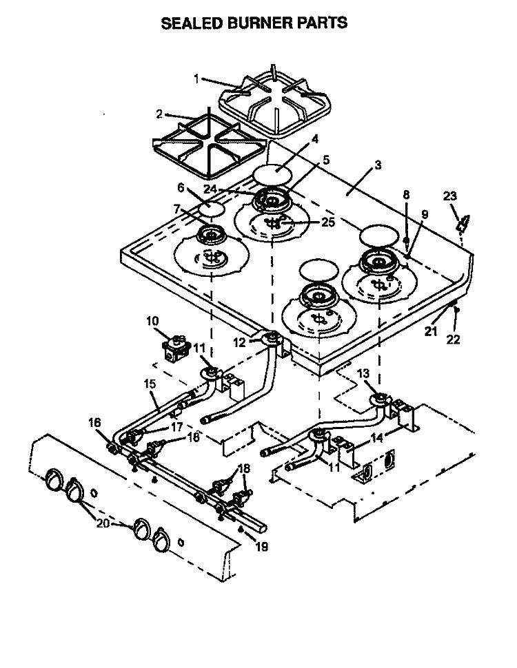 SEALED BURNER PARTS Diagram and Parts List for RSF320OUW P1141271N Amana Range