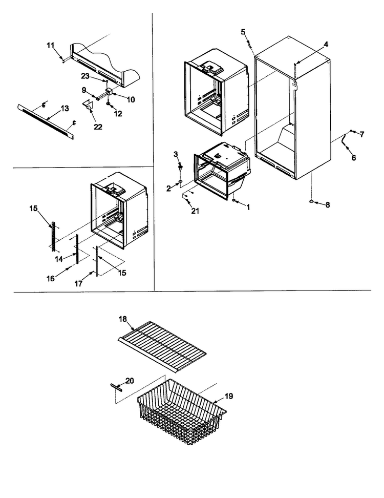 Interior Cabinet & Freezer Shelving Diagram and Parts List for CB22G6Q-PCB22G600C  Crosley Refrigerator