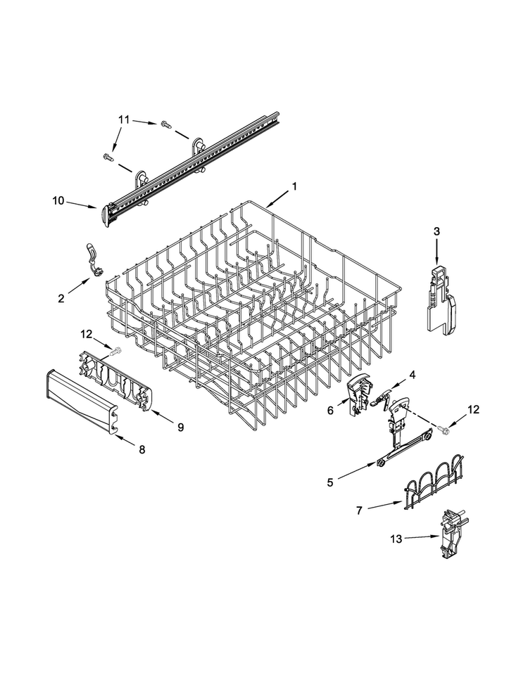 Upper Rack And Track Parts Diagram and Parts List for MDB8979SEZ0  Maytag Dishwasher