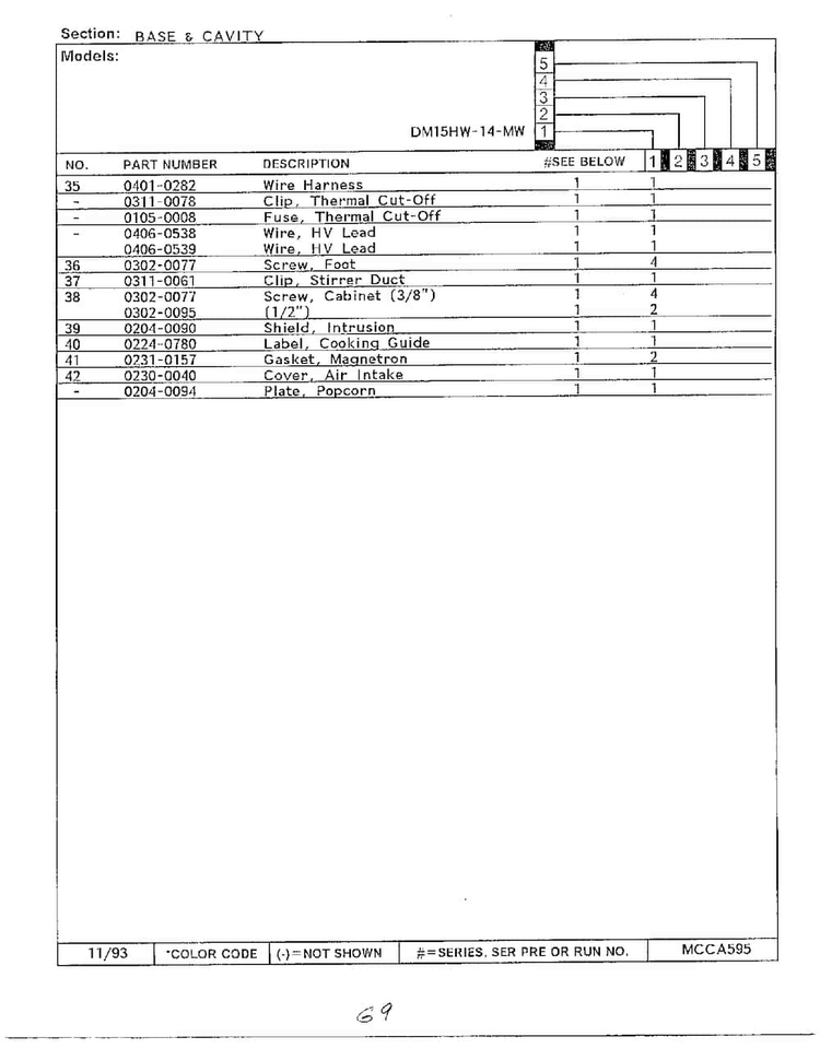 Base And Cavity Page 3 Diagram and Parts List for DM15H14TMW  Magic Chef Microwave