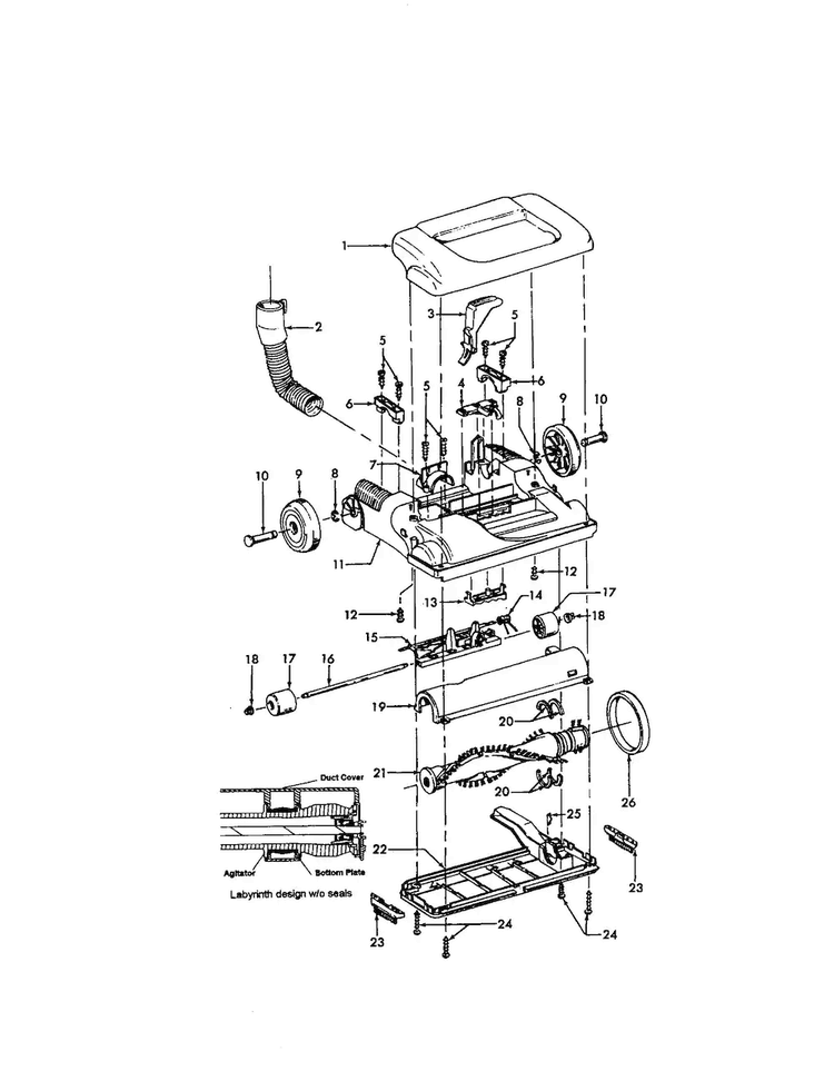 Hood/agitator Diagram and Parts List for U5469-910  Hoover Upright Vacuum