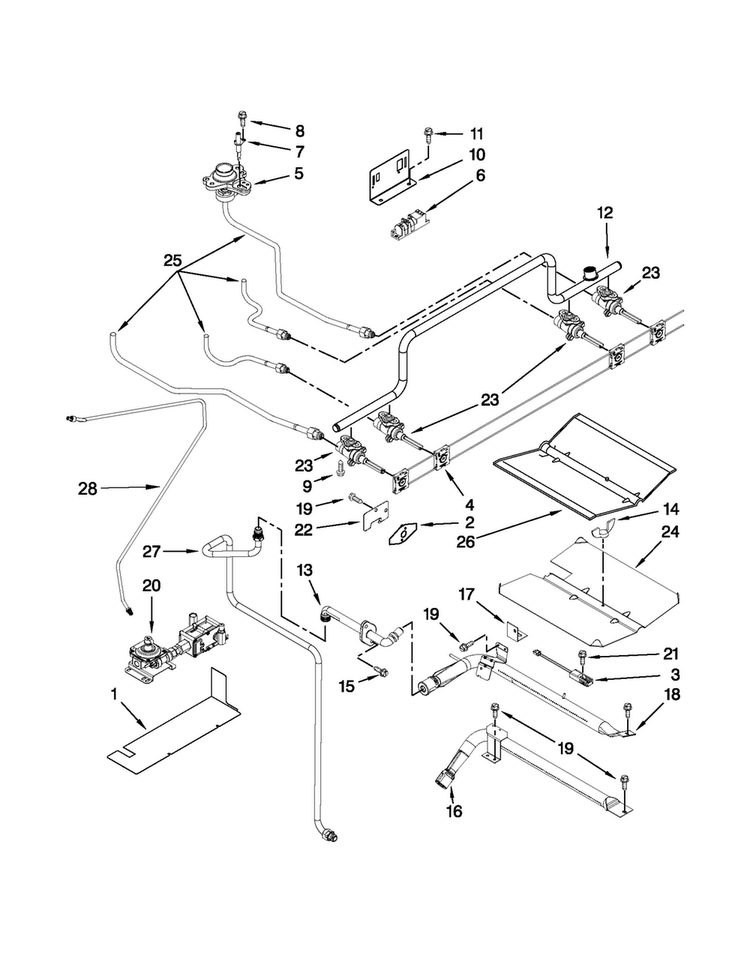 Manifold Parts Diagram and Parts List for MGS5752BDB20  Maytag Range