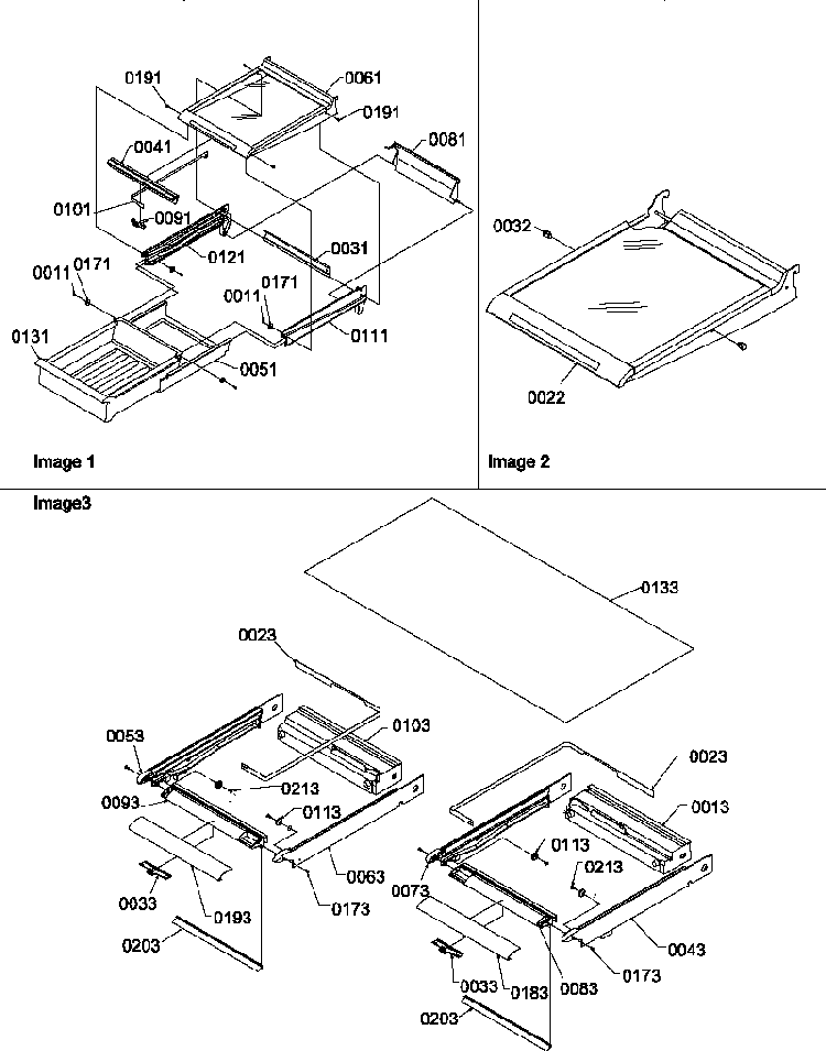 Shelving Assemblies Diagram and Parts List for TR21V2W-P1316001WW  Amana Refrigerator