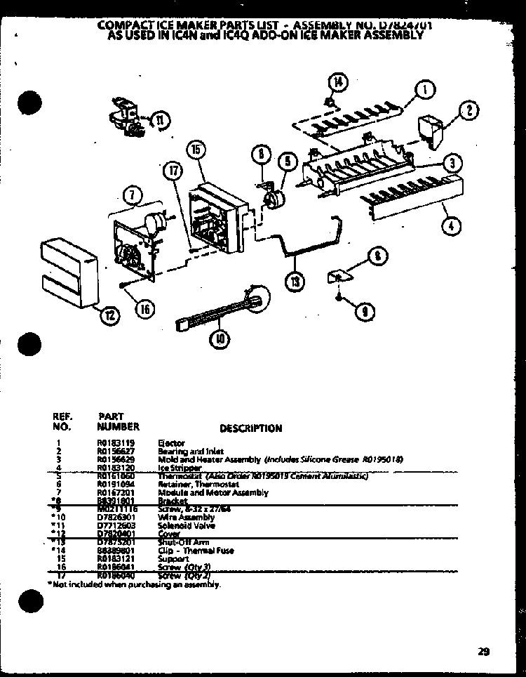 Compact Ice Maker Diagram and Parts List for SZ22ML-P1120608WL  Amana Refrigerator