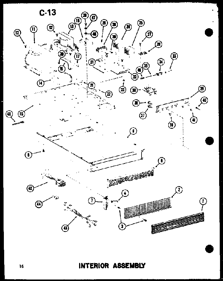 Interior Assembly Diagram and Parts List for RC-20 P72100-8M Amana Microwave