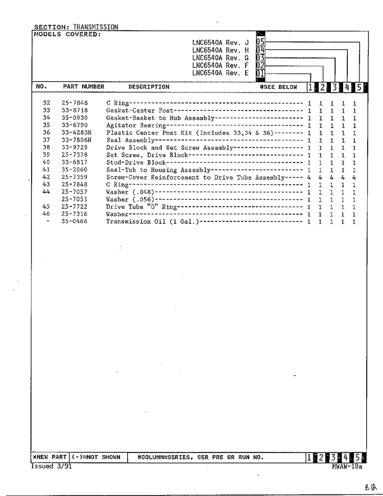 Transmission Page 5 Diagram and Parts List for 6540A REV D Norge Washer