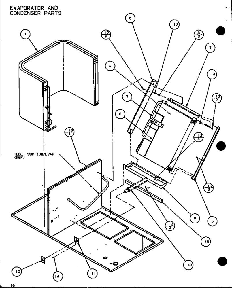 Evaporator And Condenser Parts Diagram and Parts List for FADM3A P9851002C Amana Air Conditioner
