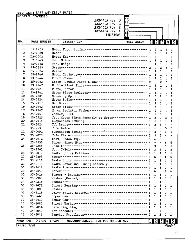 Base And Drive Parts Page 2 Diagram and Parts List for 6440A REV J Norge Washer