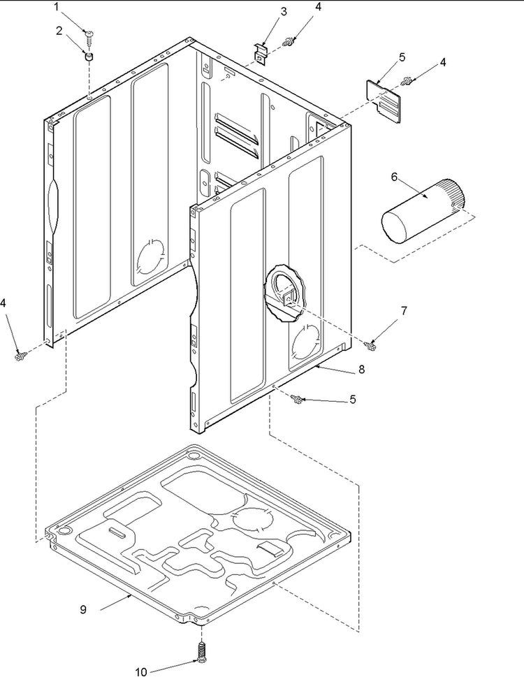 Cabinet And Base Diagram and Parts List for ALG643RAW-PALG643R  Amana Dryer