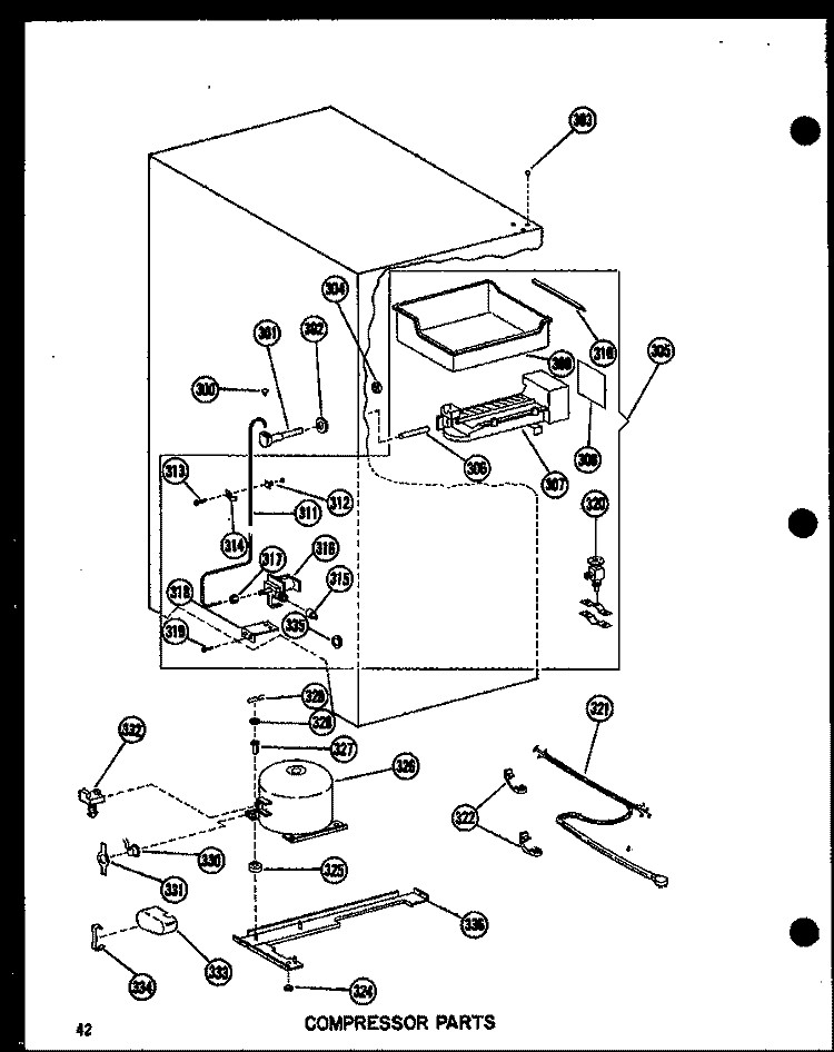 COMPRESSOR PARTS Diagram and Parts List for BC20N P602356W Amana Refrigerator