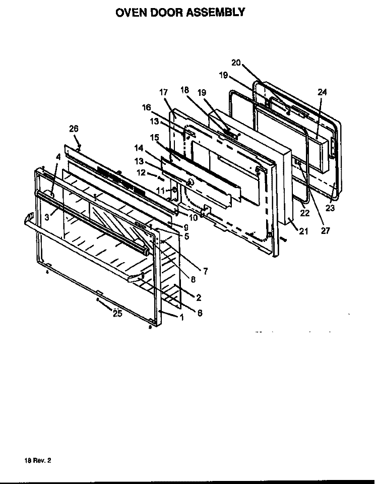 OVEN DOOR ASSY Diagram and Parts List for RSF320OUW P1141271N Amana Range