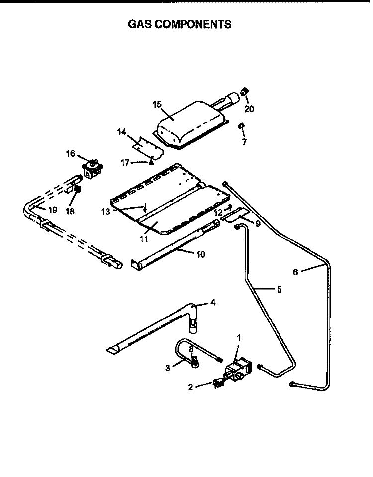 GAS COMPONENTS Diagram and Parts List for RSF320OUW P1141271N Amana Range